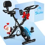 Exercise Bike, SLUNSE FITNESS 5-in-1 Stationary Bike For Home Workout, Foldable Exercise Bike With 16 Levels Adjustable Magnetic Resistance,10DB Super-Silent Indoor Cycling Bike with 350lbs Weight Capacity