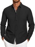 COOFANDY Mens Denim Shirt Long Sleeve Button Down Dress Shirts for Men, Black, XX-Large