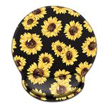 WAVEYU Mouse Pad with Wrist Support, Desk Decor for Women Cute Design Mouse Pad Non-Slip Rubber Base Mousepad for Desk Laptop Gaming Working Computers Laptop Easy Typing & Pain Relief, Sunflower