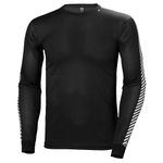 Helly Hansen Mens Lifa Stripe HH Crew Base Layer Top, L, Black