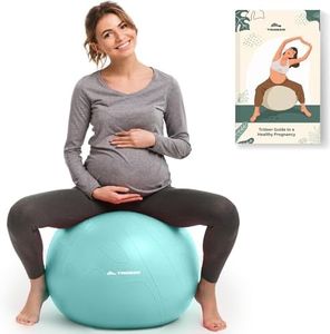 Trideer Pregnancy Ball Birthing Ball, 1.7mm Extra Thick Yoga Ball for Maternity, Labor Birth, Exercise, Physio, Recovery Guide & Baby Memory Book Included, 440LB Anti-Burst & Non-Slip Stability Ball