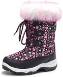 DREAM PAIRS Boys Girls Slip Resistant Faux Fur Lined Knee High Winter Snow Boots,Size 4 Big Kid,Black/Pink,Nordic