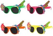 Hawaiian Novelty Sunglasses Floral Tropical Fancy Sunglasses Dress Hawaiian Beach Party Sunglasses, Assorted, only one will be supplied at random, Multicolor, One Size