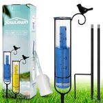 Jowlawn 6" Capacity Rain Gauge Outdoor, Detachable Glass Rain Gauges with L-Shaped Metal Stake - Cast Iron Bird Rain Gage with Tube Brush, Water Rain Meter for Yard, Lawn, Garden, Fence Decoration