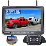 DoHonest Trailer Backup Camera Wireless with 7'' Touch Key Monitor,HD 1080P Highway Observation No Delay Rear View Camera Compatible with Furrion Pre-Wired for RVs Truck 5th Wheel Harvester Crane S36