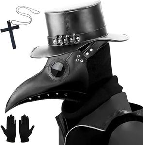 Kungfu Mall Masque gothique de médecin de la peste, masque rétro de style Steampunk pour cosplay, masque à bec et gants noirs, accessoires pour déguisement d’Halloween