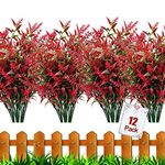 HBell 12 Bundles Outdoor Artificial Flowers UV Resistant Fake Boxwood Plants, Faux Plastic Greenery for Indoor Outside Hanging Plants Garden Porch Window Box Home Wedding Farmhouse Decor
