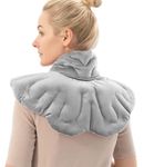 Aroma Season Microwave Heated Neck Wrap, Heating Pad for Neck and Shoulders, Butterfly Weighted Moist Heat Hot and Cold Compress for Relief of Pain (Light Grey)