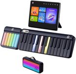 PopuPiano Smart Piano with Rainbow Lights, Interactive Lessons, 256+ Tones, MIDI Controller - Portable, Expandable Keyboard for Beginners