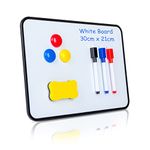 XFZY Dry Erase Whiteboard, A4 Double Sided White Board with Dry Erase Pens,Magnets and Eraser for Children or School, Home, Office Use (30 X 21cm, Black)
