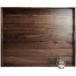 MAGIGO 30 x 24 Inches Extra Large Rectangle Black Walnut Wood Ottoman Tray with Handles, Serve Tea, Coffee Classic Wooden Decorative Serving Tray