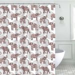 PREMIUS Gwen 13-Piece Elephant Canvas Shower Curtain, 70x72 Inches