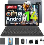 BESTTAB 2025 Android 14 Tablet 10 inch Octa-Core Tablets with 24GB RAM+256GB ROM(Expand to 2TB), 1920x1200 IPS FHD Touch Screen, Widevine L1, 2 in 1 Tablet with Keyboard Mouse Stylus, Gray