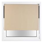 FURNISHED Blackout Roller Blind with Metal Fittings Trimmable Insulated Thermal Fabric Heavy-duty Easy Install Brackets Window Roller Blinds - Cappuccino, 50W x 165H cm