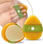 Yoove 3-Pack Turmeric And Kojic Acid Soap with Exfoliating Scrubber, Elastic Grip, Teardrop Shape - Gentle Cleanser Soap Bar from Natural Ingredients, Clear Dark Spots And Acne for Radiant Even Skin.