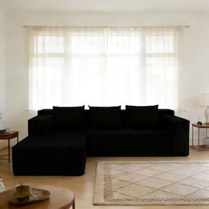 ANONER 103" L-Shaped Sofa Bed Cloud Couch, Modular Sectional Corner Sofa with Deep Seat, Modern Minimalist Boneless Couch with Chaise, Free Combination Couches for Apartment (Black)