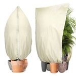 Verdenu 2pcs Winter Plant Covers, 70.9"x40.2" Plant Cover Freeze Protection Frost Cloth for Winter Plants, 3oz/yd² Thickened Garden Blankets with Zipper Drawstring, Outdoor Blanket Prevents Blizzards