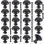 20 PCS Black Cabinet Knobs, Stainless Steel Drawer Knobs Cabinet Door Knobs Kitchen Cupboard Knobs Round Pull Handles Metal Mushroom Knob with 20 Screws for Bathroom Wardrobes Furniture