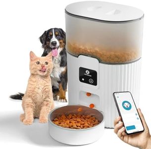 XVersion Automatic Cat Feeders with APP: WiFi Pet Food Dispenser for Cat & Small Dog, Smart Timed Auto Pet Feeder, Portion Control- Battery and Plug-in Power Up to 10 Meals Per Day (15 Cup) - White