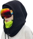 ROCKBROS Ski Mask Balaclava for Men and Women Wind-Resistant Winter Fleece Warm Hood Face Cover Hat Cap Scarf Black Green