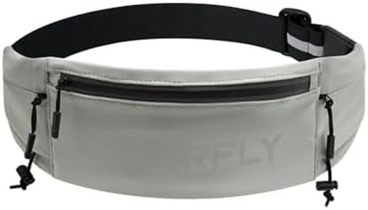 WATERFLY Running Belt Fanny Pack: Breathable 3 Pocket Waist Bag for Men Women Workout Exercise Fitness Phone Holder Fits All Phones - Runner Marathon Jogging Race Belt with Bib Clip Gray