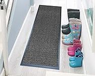 TrendMakers Hardwearing Heavy Duty PVC Edge Pile Top Rubber Barrier Mat Entrance Door Kitchen Floor Runners Mats Rugs | 60cm x 180cm | Grey | POLYPROPYLENE PILE