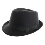 Adults Trilby Hat - Pack of 1-60cm Black Canvas Trilby Hat with Black Band - Adults Blues Duo Fancy Dress Costume Accessory