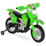 Best Choice Products Kids 6V Ride On Motorcycle w/Treaded Tires, Working Headlights, 2mph Top Speed, Training Wheels, Realistic Sounds, Music, Battery Charger - Green