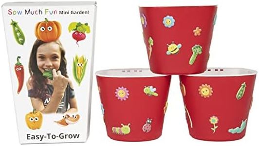 Window Garden Sow Much Fun Seed Startining Kit for Kig, Vegetable Planting and Growds, 3 Self Watering Planters, Soil, Seeds and Puffy Stickers. No Mess, Easy (Cucumber)