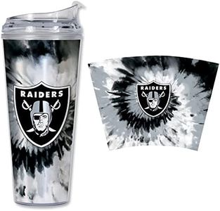 Rico Industries NFL Las Vegas Raiders Metallic Tye Dye 24oz Acrylic Tumbler with Hinged Lid