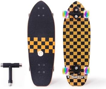 Nattork Complete Skateboards 29" x 9" Kids Boys Skateboard Cruiser Skateboards for Beginners Double Kick Deck Concave Girls Skateboard with Maple Wood (Golden Check)