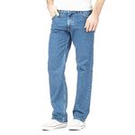 Mens Original 100% Cotton Jeans Plain Straight Leg Heavy Duty Denim Wash Boys Jean Classic Designer Stretch Fit Casual Work Wear Zip Fly Belt Loop Pants Pocket Trosuers Sizes 30-50(Light Blue, 32/31)