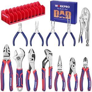 WORKPRO Pliers & Wrench Set, 12-Piece Pliers Tool Set with Organizer, Include Needle Nose, Wire Cutter, Groove Joint, Slip Joint, Long Nose, Diagonal Plier, For Home & Garage, Father's Day Suitable