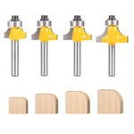 Serplex® 4Pcs Roundover Router Bits Set for Woodworking, 6mm Shank, Multiple Radius Options (1/8", 1/4", 3/16", 5/16"), Durable Tungsten Steel for Smooth, Clean Cuts On Hardwood, Softwood, Plywood