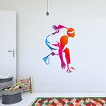 Multicolour Basketball Player Wall Sticker Decal Art Kids Bedroom Gift Mural (90cm Height x 60cm Width)