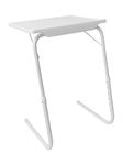 TABLE BUDDY | Adjustable multi position portable folding table mate for dining, workstation, bed tray, work, watch tv, study, outdoor and office furniture (White)