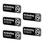 5pcs No Smoking No Vaping Sign for Business, 9x3 Inch Acrylic No Smoking Signs Self Adhesive No Smoking or No Vaping Sign Easy to Install for Business Home Office (Black)