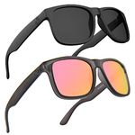 MAXJULI Polarized Big Sunglasses for Men and Women with Big Heads,UV400 Protection Rectangular Sun Glasses,Ideal for Driving Cycling and Running 8806（Grey+Revo Pink）