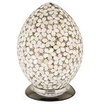 Britalia Opaque White Flower Mosaic Glass Vintage Egg Table Lamp 30cm | Chrome Base | 1 x ES E27 Bulb Required (Not Included) | Study - Bedroom - Lounge | Desk Light