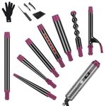 Curling Iron Wand Set, IG INGLAM Infrared 8 in-1 Interchangeable Ceramic Barrels include 1in Infrared, 1in Cucurbit, 1/2-1in(1-1/2in) Tapered, 1-8.5in Extended Barrel, 1in, 1 1/4 in, 3/4in with Clips