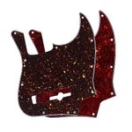 FLEOR 2PCS 10 Screw Mounting Holes Bass Guitar Pickguard for 4 Strings USA/Mexican Standard JB Bass Modern Style,4Ply Red & Brown Tortoise Shell