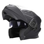 Woljay Flip Up Helmet Motorcycle Full Face Helmets Racing Off Road Street Bike Helmet (M, Matte Black)