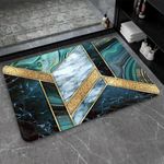 Wazdorf 3D Bathroom Mat - Non Slip Water Absorbent Texture Square Bathroom Shower Mat Thin Shower Rugs, Perfect for Home Office & Kitchen, Bathroom Decor(60 * 40) (Goemetric Marble)