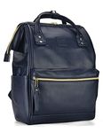 Kah&Kee Leather Backpack Diaper Bag Laptop Travel Doctor Teacher Bag For Women Man (Navy II)