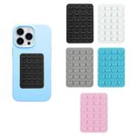 LINXINS 5 Pieces Phone Sticky Pad Grip Silicone Suction Phone Case Suction Cup Phone Mount 24 Suction Cups Suitable For Car Phones Mobile Power Supplies Square Black White Light Pink 5 colors