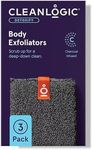 Cleanlogic Detoxify Charcoal Infused Exfoliating Body Scrubber, Removes Dry & Damaged Skin, Vegan-Friendly - Pack of 3