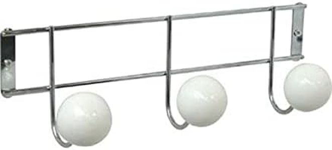 EVIDECO French Home Goods Wall Mounted Coat and Hat 3 Hooks Big Balls Rail-Rack White