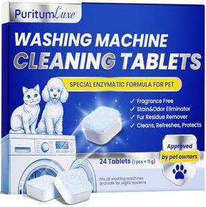 Washing Machine Cleaning Tablets for Pet Owners – Enzymatic Washing Machine Cleaner Removes Pet Hair, Odors & Limescale Buildup – Compatible with HE, Front & Top Load – 24 pcs (1-Year Supply)