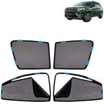 KINGSWAY Car Sun Shade Curtains Only Compatible with Jeep Compass (2021 Onwards) | Front Window in Half Cut and Rear in Zipper (Magnetic) | UV & Heat Protection | Pack of 4 Pcs
