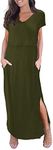 Smallshow Women's Maternity Nursing Dresses Split Long Dress for Breastfeeding, Army Green, Small